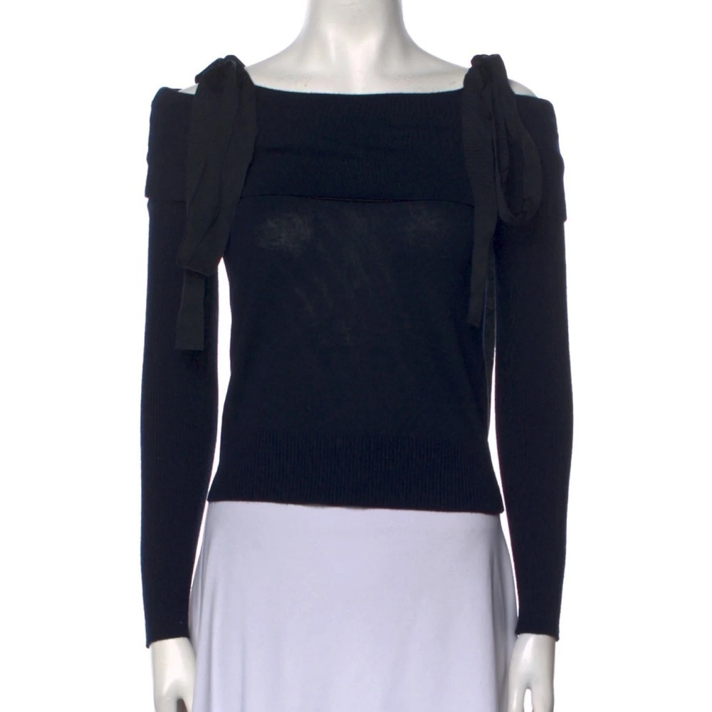 ADEAM | Shoulder Tie Black Sweater
